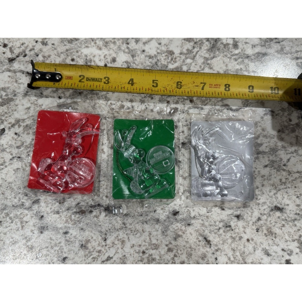 Vintage Energizer Bunny Ornaments Christmas Clear‎ Lot Bundle Three Acrylic